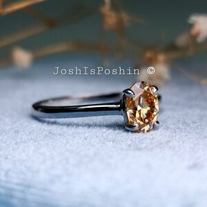1CTW Champagne Moissanite Solitaire Ring In Sterling Silver